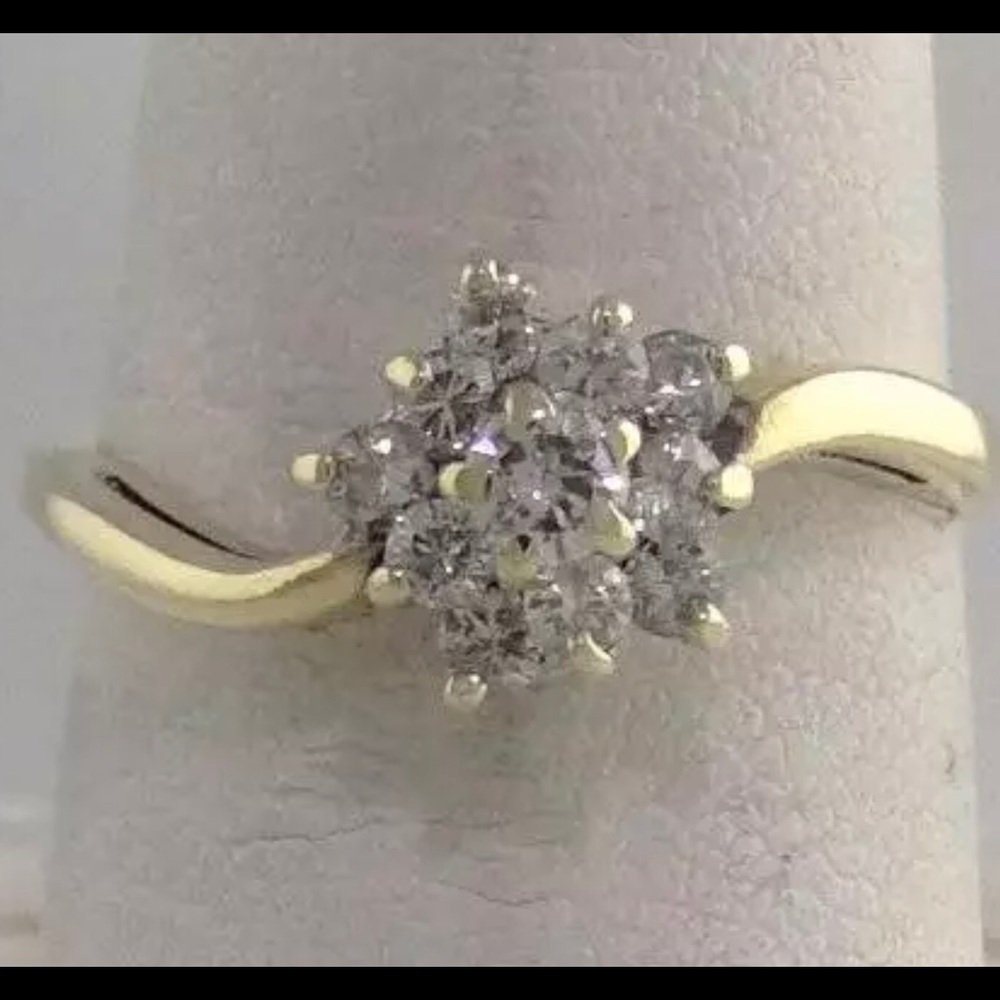 Lady’s Diamond Flower Style Ring 10k Yellow Gold